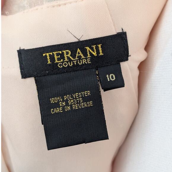 Terani Couture Blush Pink Floral Sequin Embroidered Gown US 10 - Picture 3 of 11